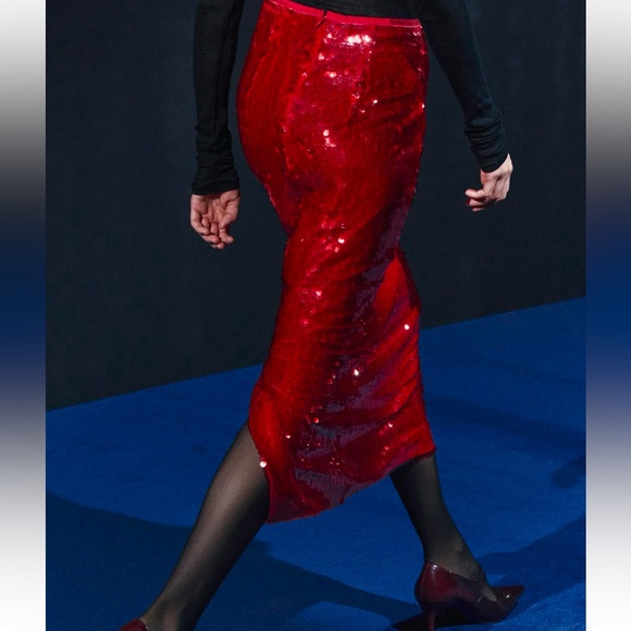 ZARA WOMAN COLLECTION Sequin pencil skirt Size L. NWT - Picture 5 of 10